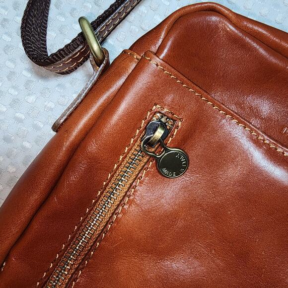 DEL BORGO ITALIAN LEATHER BROWN CROSSBODY BAG - Picture 2 of 13